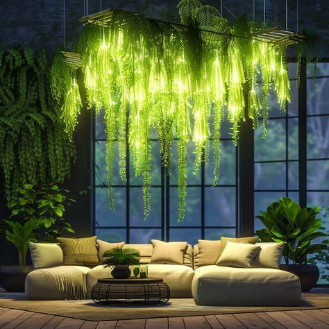 Boho Apartments, Nature Projects, Weeping Willow, Wall Garden, Green Decor, Tears Of Joy, Cozy Reading Nook, Sustainable Architecture, Chandelier In Living Room