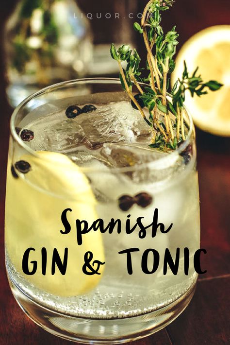 The #gin and #tonic is such an iconic easy #cocktail you should make one today! Spanish Gin And Tonic, Gin And Tonic Mocktail, Pitcher Gin And Tonic, Gin And Tonic Recipe, Gin Tropical, Grapefruit Gin And Tonic, Tonic Cocktails, Gin Drink Recipes, Raspberry Mojito