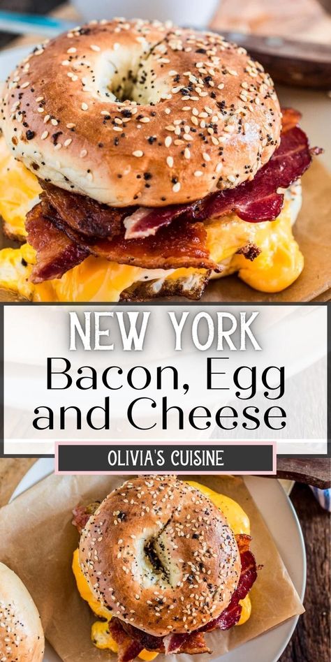 Egg Bagel Sandwich, Breakfast Bagel Recipe, Bacon Egg And Cheese Sandwich, Bagel Sandwich Recipes, Bacon And Egg Sandwich, Bagel Sandwiches, Bagel Breakfast Sandwich, Best Breakfast Sandwich, Preparing For Christmas