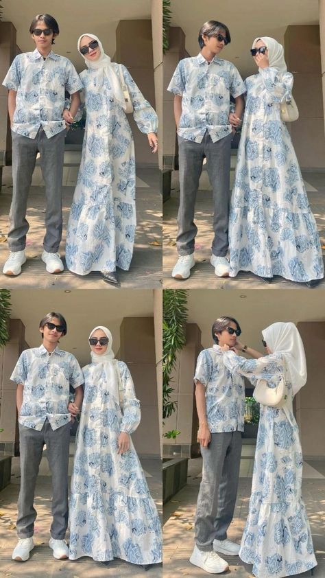 Couple Lebaran, Acara Nikahan, Lebaran Outfit, Ootd Lebaran, Dress Lebaran, Couple Matching Outfits, Dress Pesta, Hijab Wedding Dress, Neckwear Women