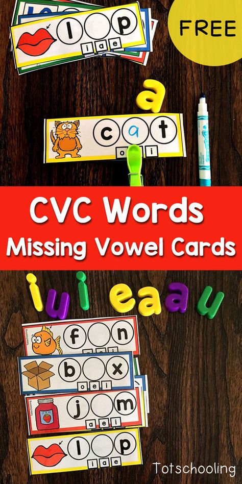 Activity For Kindergarten, Vowel Activities, Cvc Activities, Cvc Words Kindergarten, Cvc Word Activities, Kindergarten Reading Activities, Short Vowel Words, Vowel Sound, Cvc Word