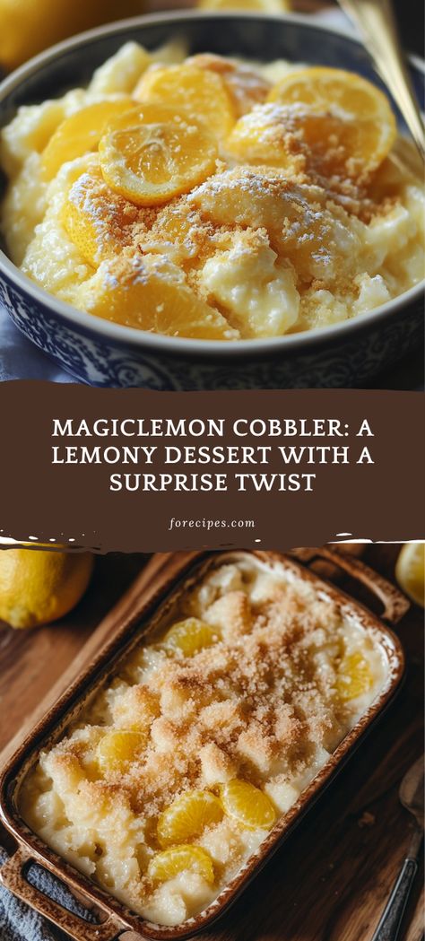 MagicLemon Cobbler: A Lemony Dessert with a Surprise Twist - Forecipes Magic Lemon Cobbler, Lemon Cobbler, Pineapple Bread Pudding, Lunch Casserole, Southern Buttermilk Pie, Homemade German Chocolate Cake, Homemade Spaghetti Sauce Easy, Homemade Spaghetti Sauce Recipe, Biscuits And Gravy Casserole