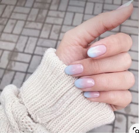 Pink To Blue Nails, Pink And Blue Gradient Nails, Pink Blue Nails Designs, Pastel Pink And Blue Nails, Light Blue And Pink Nails, Pink And Blue Nails Design, Pink And Blue Ombre Nails, Blue Pink Nails, Easy Pride Nails