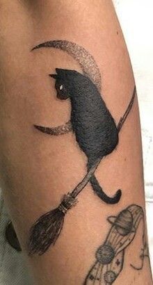 Witch Cat Tattoo, Witchy Cat Tattoo, Black Cat Tattoo Ideas, Cat Tattoos Ideas, Small Black Tattoos, Black Cat Tattoo, Witchy Tattoos, Tattoo Advice, Cat Tattoo Ideas