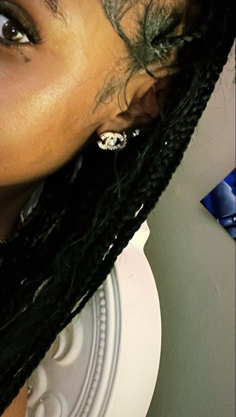 chanel earrings | aesthetic | black girl inspo | pretty accessories Chanel Earrings Aesthetic, Ysl Aesthetic, Channel Earrings, Pretty Accessories, Earrings Aesthetic, Casual School Outfits, Aesthetic Black, Chanel Earrings, Ear Rings