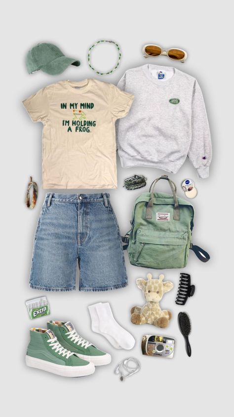 Summer Camp Aesthetic Outfits, Camping Aesthetic Outfits, Church Camp Outfits, Lake Outfit Summer, Back To College Outfits, Goblincore Outfits, Summer Camp Outfits, Cute Camping Outfits, Summer Camping Outfits