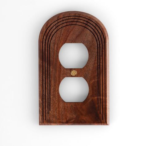 Outlet Plate Covers, Brass Light Switch Plate, Modern Light Switch Covers, Cool Outlet Covers, Unique Light Switch Covers, Diy Outlet Covers, Wall Outlet Covers, Arched Wall, Woodgrain Pattern