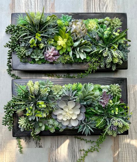 Succulent Planter Box Moss Wall Art Wooden Decor Boho - Etsy Mos Wand, Succulent Wall Art, Wall Art Wooden, Hanging Plant Wall, Living Wall Decor, Moss Wall Art, Flower Panels, Succulents Decor, Succulent Wall