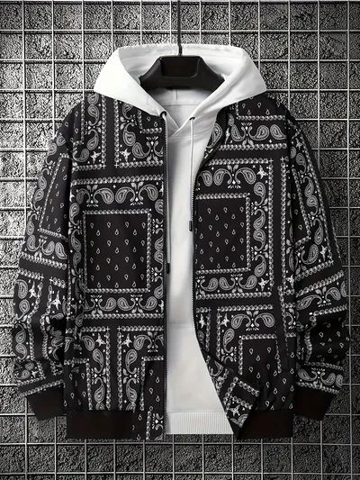 Temu | Explore the Latest Clothing, Beauty, Home, Jewelry & More Graphic Jackets, Designer Jackets For Men, Paisley Scarf, Hype Clothing, Stylish Hoodies, Varsity Jacket Men, Men Plus Size, Cool Outfits For Men, Cool Hoodies