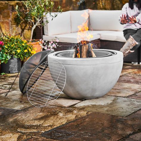 Teamson Home 30-in W Sand Magnesium Oxide Wood-Burning Fire Pit in the Wood-Burning Fire Pits department at Lowes.com Garden Wood Burner, Concrete Fire Pit, Backyard Seating Area, Garden Wood, Round Fire Pit, Concrete Fire Pits, Backyard Seating, Fire Pit Bowl, Burning Fire