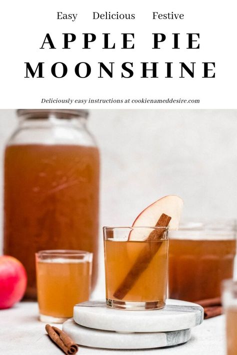 This apple pie moonshine is the perfect thing to make for your holiday parties as a beverage, or as a gift to your favorite person! It tastes just like apple pie, and doesn't hold back on anything. The best part is this moonshine recipe only gets better over time! #applepie #moonshine Fireball Apple Pie Recipe, Apple Pie Drink Recipe, Apple Pie Vodka, Apple Pie Drink, Apple Pie Moonshine Recipe, Vodka And Pineapple Juice, Moonshine Recipe, Making Apple Pie, Apple Pie Moonshine