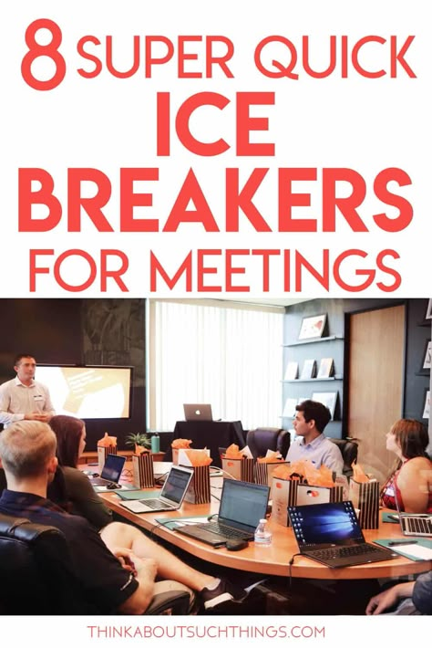 Icebreakers For Work Meetings, Virtual Meeting Icebreakers, Fun Icebreakers For Adults, Icebreaker Activities For Work, Staff Meeting Games Team Building, College Icebreakers, Group Bonding Activities, Quick Ice Breakers, Team Building Ice Breakers