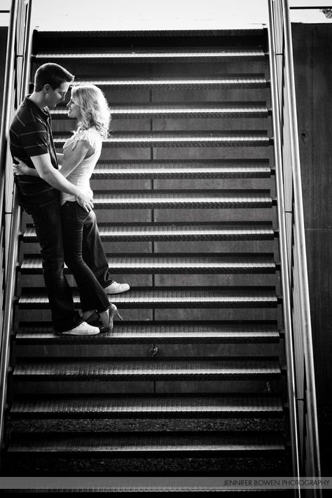 love the pose on the stairs Couple On Steps Photo Ideas, Stair Poses Photography Couples, Stair Poses Couple, Stair Photoshoot Couple, Family Portraits On Stairs, Couples Photoshoot Stairs, Couple Stairs Poses, Stairs Photoshoot Posing Ideas Couple, Couples Photos On Stairs