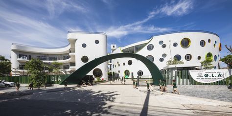 Gallery of EcoKid Kindergarten / LAVA - 12 Window Frame Colours, Education Design Interior, Circular Buildings, Kindergarten Projects, Kindergarten Design, Education Architecture, Nursery School, Water Element, Outdoor Playground