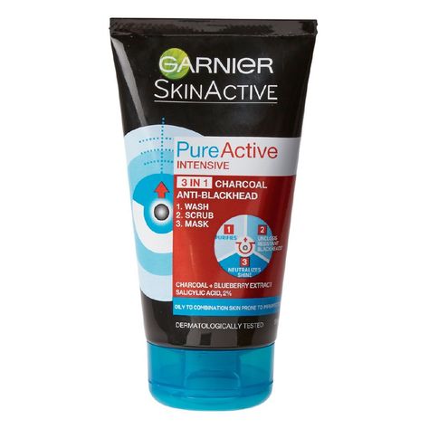 Buy Garnier Pure Active 3-in-1 Charcoal Face Wash 150ml at The Warehouse #morningfacewash Garnier 3 In 1 Face Wash, Garnier Skin Care Mask, Garnier Face Wash, Garnier Face Mask, Black Charcoal Mask, Garnier Pure Active, Natural Morning, Garnier Skin Care, Charcoal Face Wash