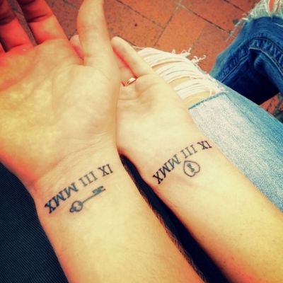 Ink's Going Classic with These Roman Numeral Tattoos ... Mother Daughter Tattoos Roman Numerals, Roman Numeral Wrist Tattoo, Married Couple Tattoos, Anniversary Tattoo, Couple Tattoos Love, Roman Numeral Tattoo, Couples Tattoo, Numeral Tattoo, Best Couple Tattoos