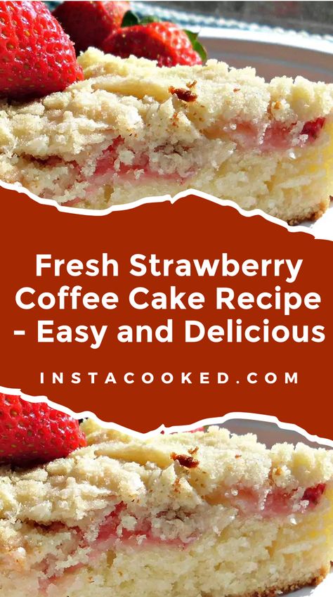 Indulge in the deliciousness of a fresh strawberry coffee cake with a crumb topping. This easy recipe is perfect for breakfast or dessert and sure to impress. Strawberry Crumb Cake, Strawberry Coffee Cake, Swedish Cuisine, Strawberry Coffee, Coffee Cake Recipes Easy, Fruity Treats, Coffee Cake Recipe, Coffee Cakes, Coffee Cake Recipes