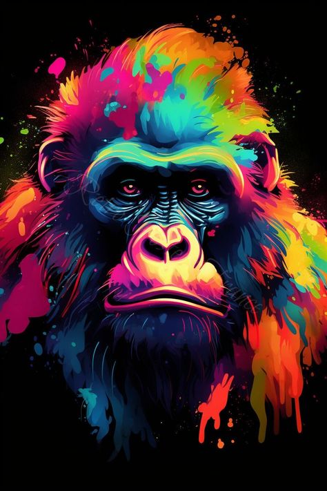 Gorillas Art, Neon Jungle, Dog Pop Art, Retro Posters, Aboriginal Art, Retro Poster, Animal Art, Wall Prints, Pop Art