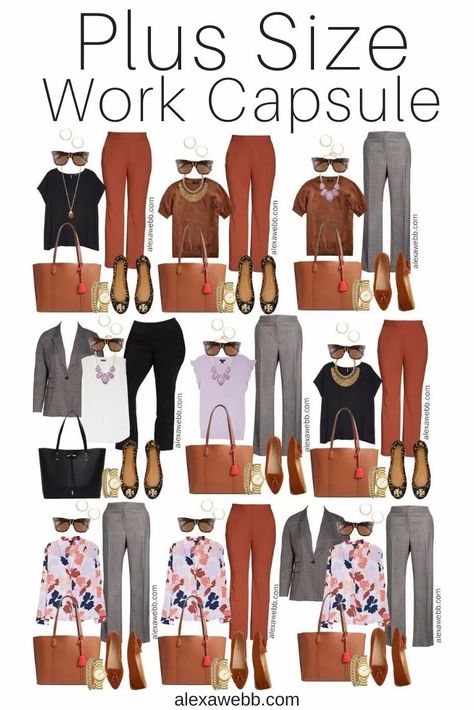 Plus Size Fall Work Capsule Wardrobe - Plus Size Workwear for Fall - Alexa Webb #plussize #alexawebb Plus Size Herbst, Work Capsule Wardrobe, Plus Size Capsule Wardrobe, Fall Business Casual Outfits, Work Capsule, Business Casual Fall, Plus Size Workwear, Capsule Wardrobe Work, Plus Size Work