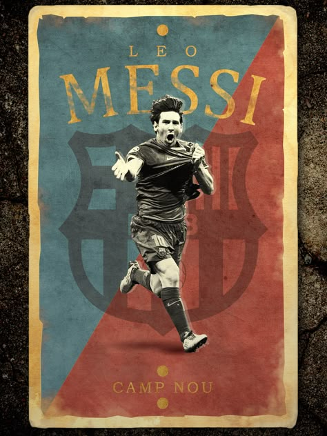 Check out this @Behance project: “Vintage football posters” https://www.behance.net/gallery/54244239/Vintage-football-posters Messi Poster, Football Background, Lionel Messi Fc Barcelona, Sports Design Ideas, Football Posters, Poster Vintage Retro, Lionel Messi Wallpapers, Messi Photos, Football Players Images