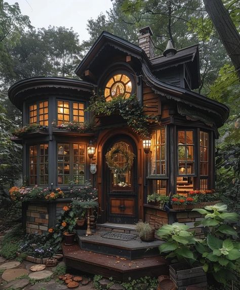 Gothic Tiny House, Fairytale Houses, Witchy House, Fairytale House, Storybook Homes, Cottage In The Woods, Fantasy House, Forest House, Gothic House