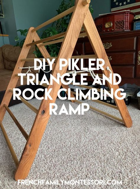 Diy Pickler, Diy Montessori Play Gym, Diy Wood Climbing Structure, Pickler Triangle Slide Diy, Diy Pikler Triangle Plans Free, Montessori Climbing Structure Diy, Diy Climbing Arch, Diy Pikler Triangle Plans, Pickler Triangle Diy