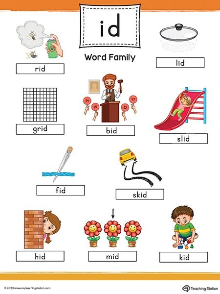 ID Word Family Image Poster Printable PDF | MyTeachingStation.com Ccvc Words, Family Words, Cvc Worksheets, Family Word, Magazine Cover Template, Word Family Worksheets, Family Worksheet, Alphabet Worksheets Kindergarten, Workbook Design