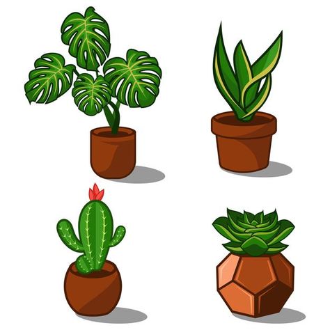 Conjunto de plantas | Premium Vector #Freepik #vector #flor #hoja #dibujos-animados #piso Indian Room Decor, Cactus Drawing, Cake Printing, Business Card Inspiration, Flower Landscape, Plant Drawing, Bird Illustration, Plant Art, Painting Art Projects