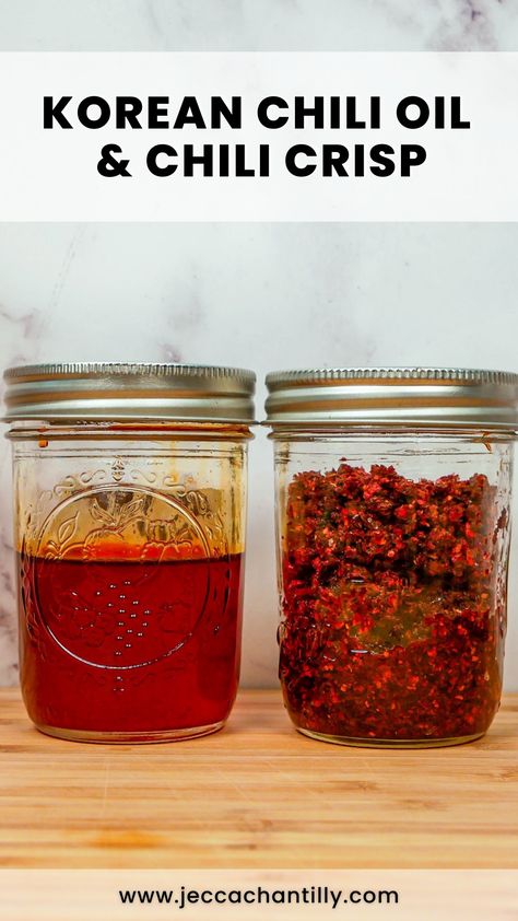 Korean Chili Oil & Chili Crisp - Jecca Chantilly Chilli Pepper Recipes, Asian Meal Prep, Chili Oil Sauce, Chinese Chili Oil, Korean Chili Powder, Asian Sides, Quick Chili, Chinese Chili, Hot Chili Oil