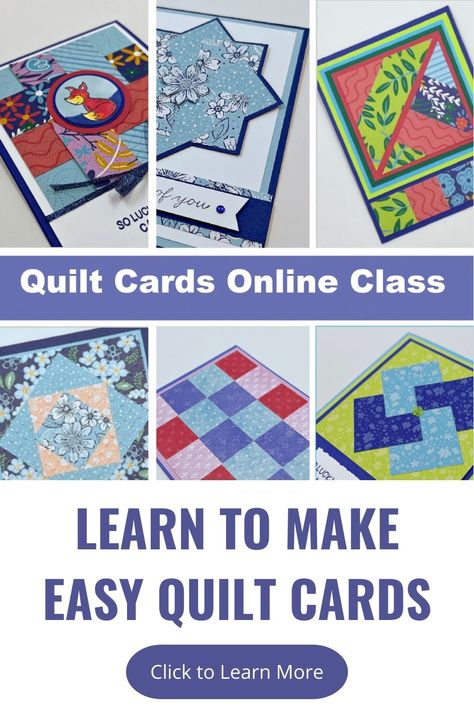 If you love using coordinating papers, experimenting with colors, or making patchwork designs, you’ll definitely love this class! It’s perfect for both beginner and experienced card makers. And it's a great way to use your scraps! Click on the link to learn more about the class. Card Craft // Card Ideas // Card Making // Card Design // Handmade Cards // Cards Handmade // Card Crafting // Fun Fold Cards // Quilt Cards Quilt Cards Ideas, Quilt Cards Handmade, Card Making Ideas For Beginners, Quill Art, Patchwork Cards, Paper Quilting, Quilt Cards, Advent Box, Card Design Handmade