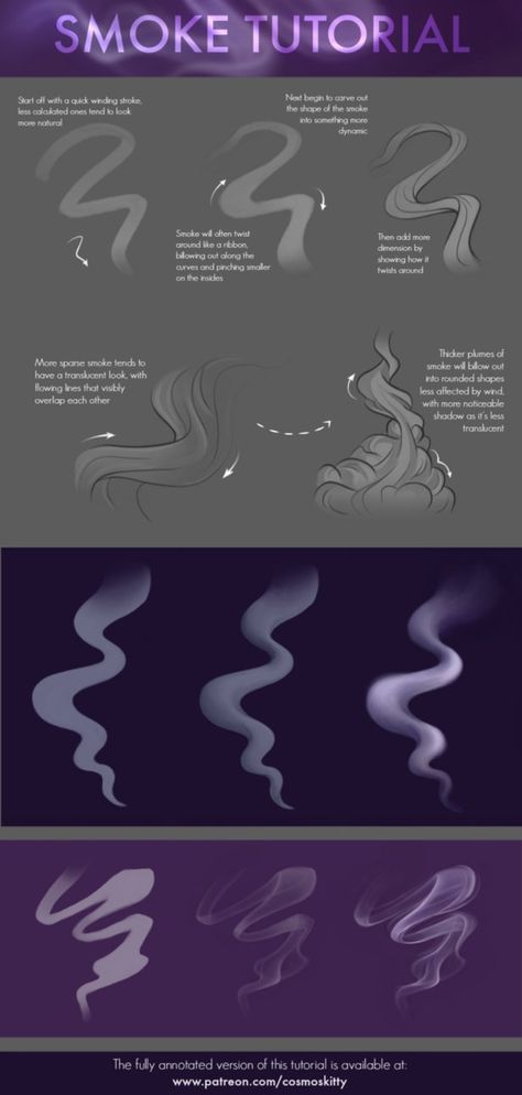 Smoke Tutorial by CosmosKitty Crystal Tutorial, Draw Tutorial, Draw Cartoon, Drawing Step, Digital Painting Tutorials, Art Tutorials Drawing, Digital Art Tutorial, Photoshop Elements, Art Inspiration Drawing