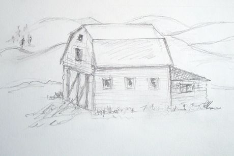 3 Ways to Draw a Barn Using Freehand Perspective - wikiHow Draw A Lighthouse, Barn Drawing, Landscape Drawing Tutorial, Ships At Sea, Point Drawing, Pencil Sketches Easy, Barn Wall Art, Drawing Scenery, Pencil Drawings For Beginners