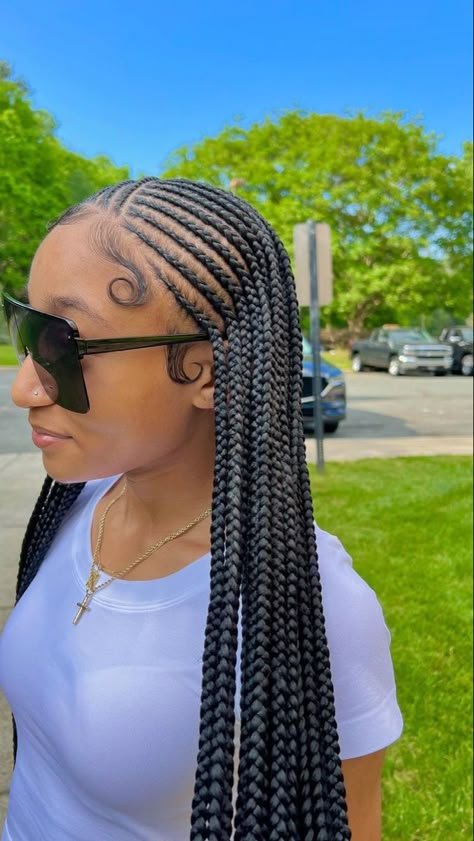 Cute Braided Hairstyles For Black Women, Braids To The Back For Black Women, All Back Cornrows Hairstyles, Black Hairstyles Braids, Paint Ideas 2023, Nails Paint, Protective Style Braids, Black Kids Braids Hairstyles, Short Box Braids Hairstyles