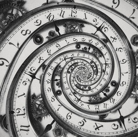 Time neverending…(Droste Effect) by Alex Teuscher, via Flickr Droste Effect, Night Circus, Sundials, Clock Tattoo, 다크 판타지, Spiral Design, Arte Fantasy, Tick Tock, Clock Face