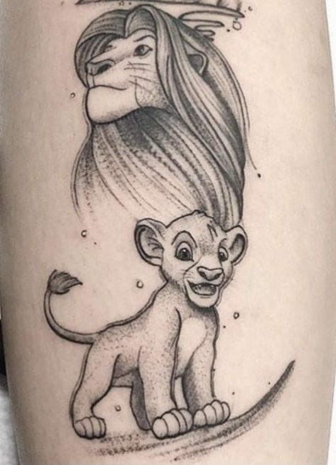 Disney Sleeve Tattoos, Lion King Tattoo, Lion Sketch, Sketch Style Tattoos, Disney Sleeve, Simba Lion, Lion King Fan Art, Disney Tattoo, Cartoon Tattoos