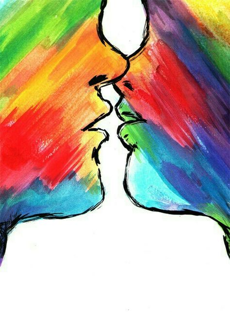 Rainbow Kiss, Small Canvas Paintings, Arte Van Gogh, Pride Art, Lgbt Art, Painting Inspo, Lgbtq Pride, Painting Art Projects, Lgbt Pride