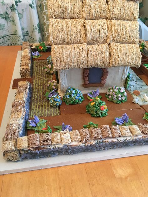 Right side of gingerbread garden Gingerbread Garden, Fountain Landscape, House Landscape, House Garden, Landscape Ideas, Country Gardening, Water Fountain, Gingerbread House, Open House