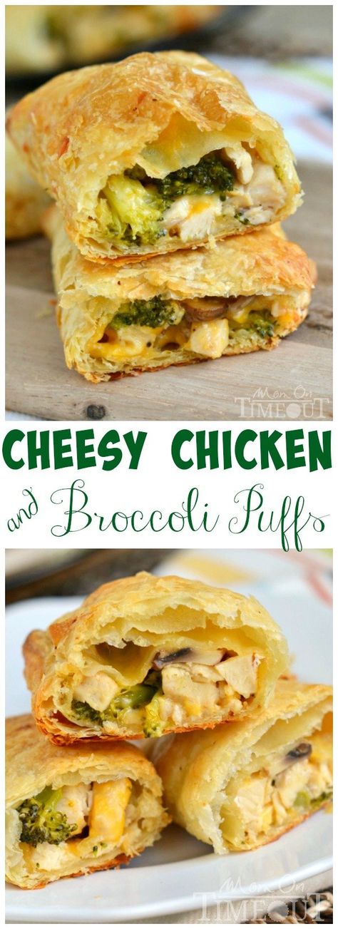 Broccoli Puff Pastry, Broccoli Puff, Pillsbury Rolls, Cheesy Chicken And Broccoli, Roll Food, Dinner Vegetarian, Puff Pastries, Cheesy Chicken Broccoli, Puff Recipe