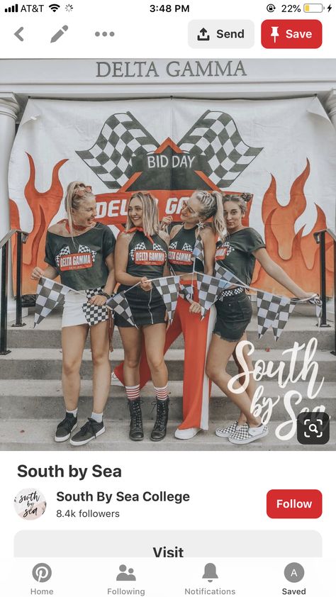 Racing Big Little Theme, Sorority Race Car Bid Day, Nascar Theme Outfit, Nascar Party Outfit, Nascar Bid Day Theme, Nascar Bachelorette Party, Race Car Sorority Theme, Race Car Bid Day, Race Track Outfit