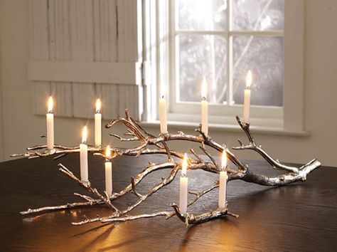 Tree brach candle holder...can be spray painted different colors Tree Branch Candle Holder, Takken Decor, Preserving Flowers, Branch Centerpieces, Koti Diy, Manzanita Tree, Tree Branch Decor, Dark Decor, Deco Nature