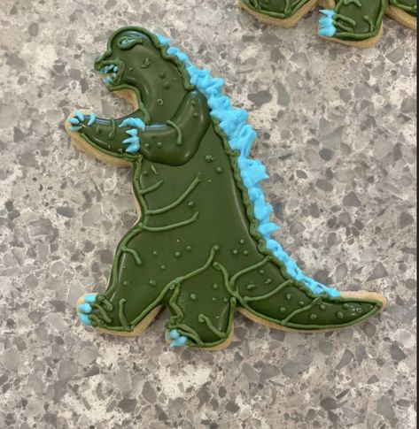 Godzilla Decorations, Godzilla Party, Godzilla Birthday Party, Godzilla Birthday, Godzilla Funny, Banana Cookies, Cookie Inspiration, Perfect Cookie, Cult Movies