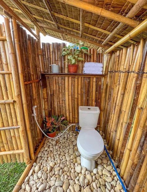 Bamboo Hut, Ikea Kitchen Island, Bamboo House Design, Outdoor Bathroom Design, Outdoor Toilet, Bamboo House, Diy Dollhouse Furniture Easy, Diy Play Kitchen, Barbie Kitchen