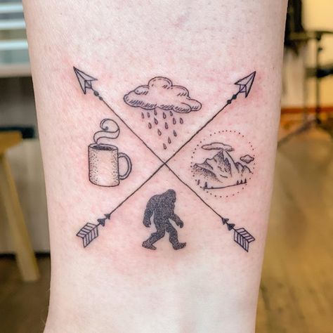 Oregon Tattoo Ideas, Oregon Tattoo, Pnw Tattoo, Cool Nature Tattoos, Nature Tattoo Ideas, Realism Tattoos, Tattoo New, Nature Tattoo, Tattoo Henna