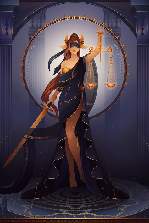 Yliade Art, God Reference, Themis Goddess, Deity Art, برج الميزان, Greek Goddess Art, Goddess Of Justice, Libra Art, Greek Mythology Gods