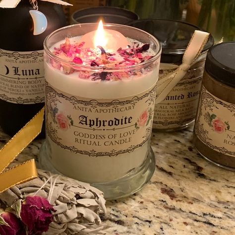 Aphrodite Goddess of Beauty Candle Anita Apothecary, Witchcraft Candle, Witch Oil, Greek Goddess, Freyja, Venus Candle, Love Candle, - Etsy Canada Love Witch Altar, Aphrodite Witchcraft, Deity Candles, Aphrodite Candle, Aphrodite Altar, Venus Candle, Altar Items, Witch Candle, Goddess Candle