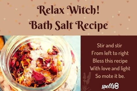 Relax Witch! Bath Salt Recipe Spiritual Cleansing Bath, Spelt Recipes, Bath Salts Recipe, Spiritual Bath, No Salt Recipes, Aromatic Plant, Ritual Bath, Bath Salt, Healthy Balance