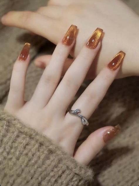 Initial D Nails, Back To School Nails Black, Aesthetic Nails Acrylic Almond, Summer Nails Dark, Coffin Nails Aesthetic, Amber Nails, Velvet Nails, Eye Nails, Nails Aesthetic