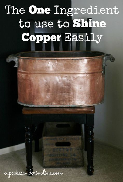 The Easiest Way to Clean Copper - #homemakingtips #copper #cleaning Cupcakes and Crinoline Copper Cleaner Diy, Clean Copper, How To Clean Copper, Copper Tub, Daily Hacks, How To Clean Silver, Wash Tubs, Deep Cleaning Tips, Diy Cleaners