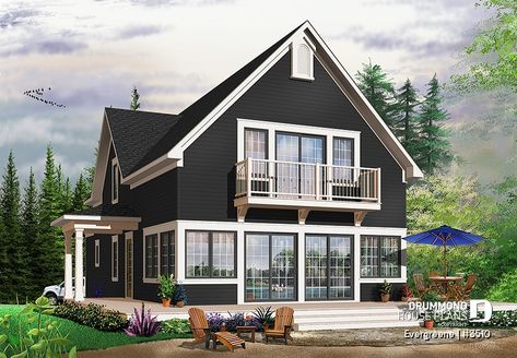 House plan 3 bedrooms, 2 bathrooms, 3510 | Drummond House Plans Lakefront House Plans, Small Lake Houses, Drummond House Plans, Plans House, Lake House Plans, Country Style House Plans, Lakefront Homes, Style Cottage, Cottage Plan