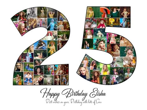 Buy Personalize 25th Birthday Collage 60-100 Photos Custom 25 Online in India - Etsy Photo Collage Ideas, Facebook Cover Photo Template, Etsy Clipart, Best Quotes Images, 25th Anniversary Gift, 25th Birthday Gifts, Birthday Collage, Etsy Promotion, Creative Planner